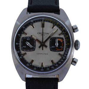 Rare Croton Computer Men's 36mm Manual Chronograph Watch Swiss 17J Valjoux 7733!